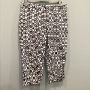 Talbots Women Skimmer Crop Pants Size 12 Blue White Capri Preppy Classic Career